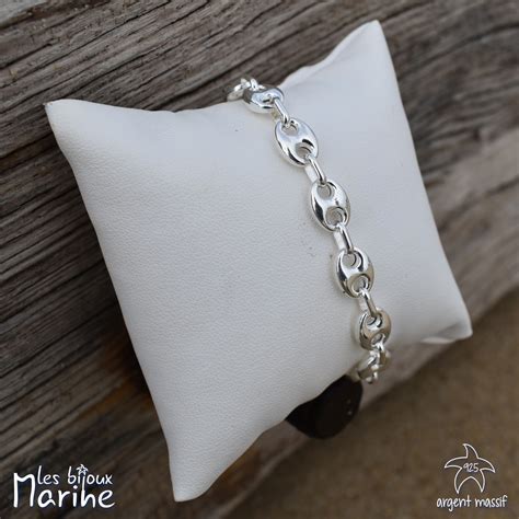 Bracelet maille grain de café en argent massif Les Bijoux Marine