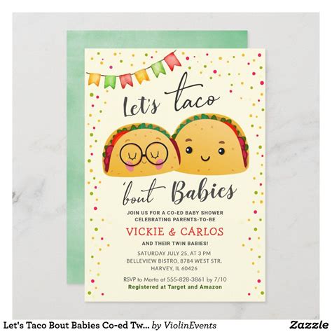 Let S Taco Bout Babies Co Ed Twin Baby Shower Invitation Zazzle