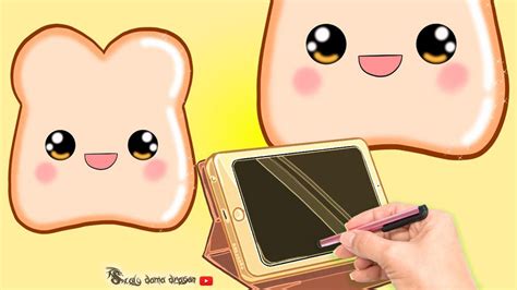 Cómo dibujar una rebanada de pan kawaii tablet digital Manualidades