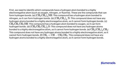 Solved Which Of The Following Pure Compounds Can Form Hydrogen Bonds