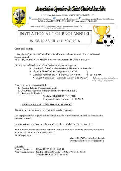 Mod Le De Lettre D Invitation Un Tournoi De Football