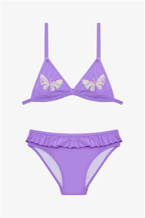 Lila Set Bikini Fete Butterfly Triangle Feti E Penti Romania