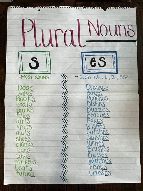 Plural Nouns Anchor Chart S ES Classroom Anchor Chart Etsy