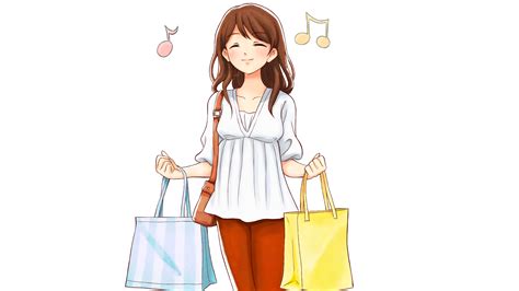 ショッピング・買いものを楽しむ若い女性のフリーイラスト画像素材【商用無料】 アイキャッチャー