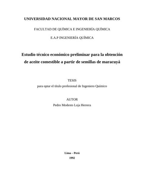 Pdf Estudio T Cnico Econ Mico Preliminar Para La Obtenci N De