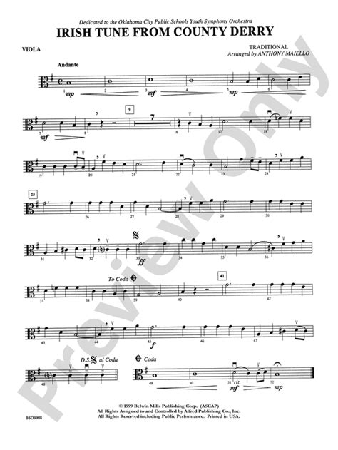 Irish Tune From County Derry Viola Viola Part Digital Sheet Music