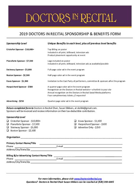 Fillable Online Sponsorship Response Form Final Fax Email Print