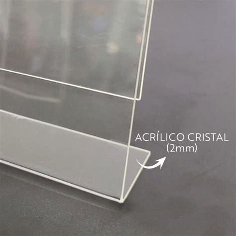 Display Mesa Acrílico Cristal A6 L Vertical Kit C 10 Un Acrílico