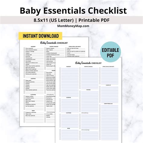 Baby Essentials Checklist Printable Pdf Newborn Checklist Baby Must