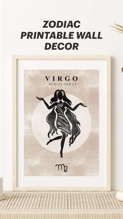 Virgo Printable Wall Art Zodiac Signs Digital Prints Astrology Wall Art Boho Wall Art Star