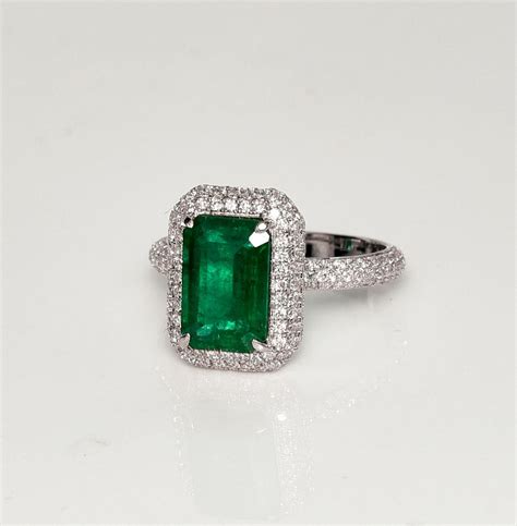 GRS 2 37 Ct 18K White Gold Natural Zambia Emerald Diamond Engagement