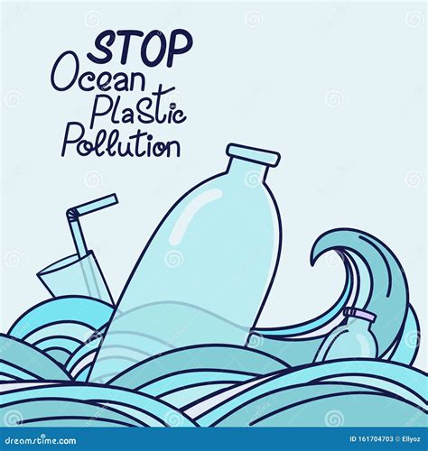 Stop Ocean Plastic Pollution Stock Vector Illustration Of Ecology