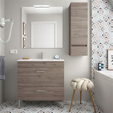 Conjunto Mueble De Ba O Almagro Roble Eternity Lavabo Espejo