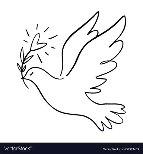 Dove flying, Pigeon logo, Line art