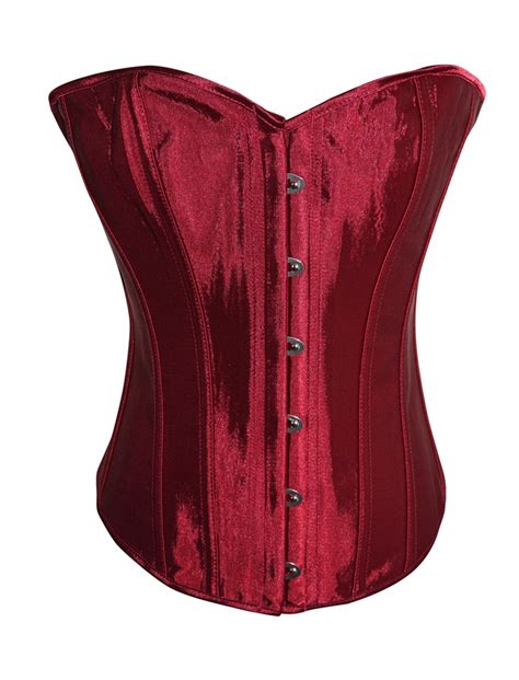 Chicastic Wine Red Satin Sexy Strong Boned Corset Lace Up Bustier Top