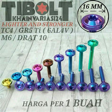 Jual Baut Titanium Gr5 Big Head M6 Drat 10 M6 X 10 15 20 25 30 35 40 45