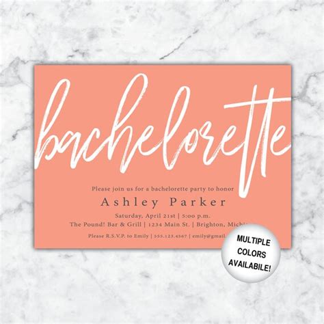 Peach Bachelorette Party Invitation Template Bachelorette Etsy