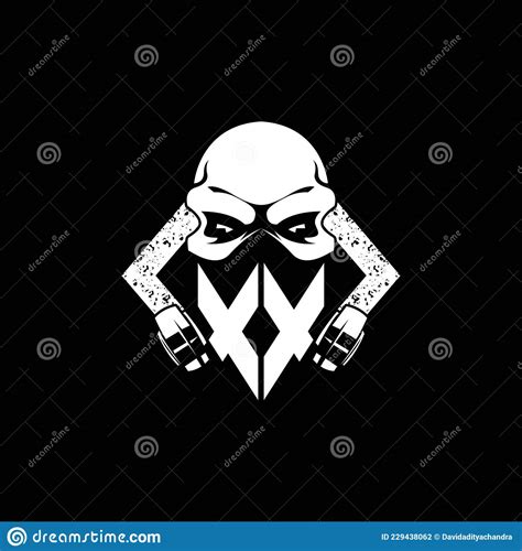 XX Initial Gaming ESport Skull Mask Style Stock Vector Illustration