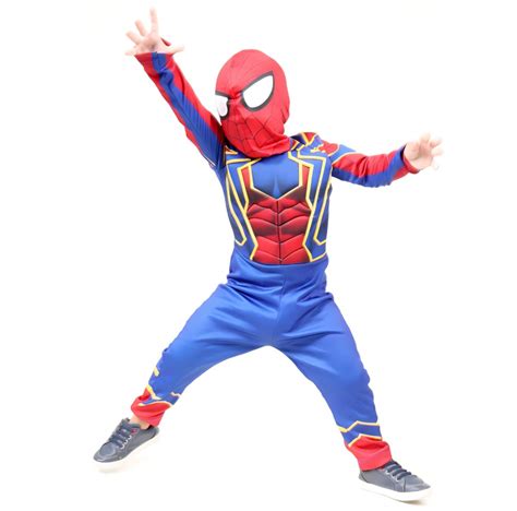 Fantasia Infantil Homem Aranha De Ferro Manga Longa Enchimento Em D