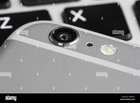close  camera phone   laptop keyboard stock photo alamy