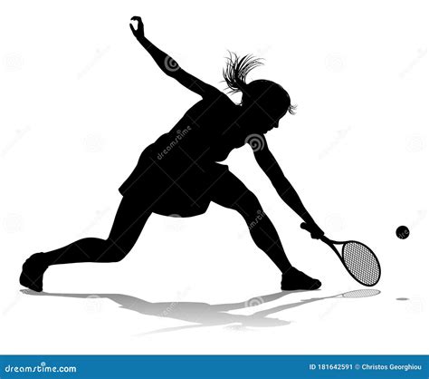 Tennis Silhouette Sport Player Woman Stock Vector Illustration Of