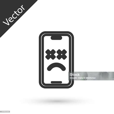 Grey Line Dead Mobile Icon Isolated On White Background Deceased