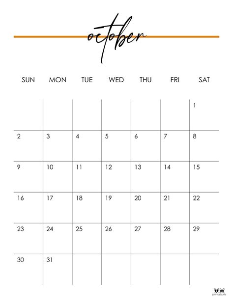 October Calendars Free Printables Printabulls In