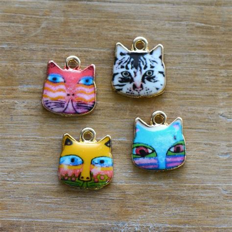 Enamel Cat Charm Pick Your Color Cat Charm 24K Gold Plated