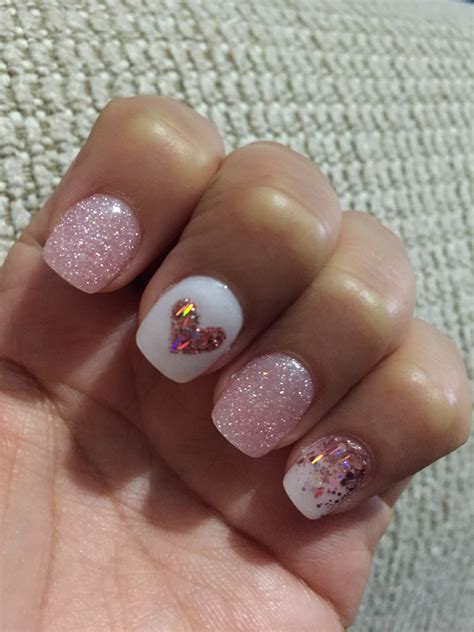 Valentines Nails Pink Glitter Art Designs