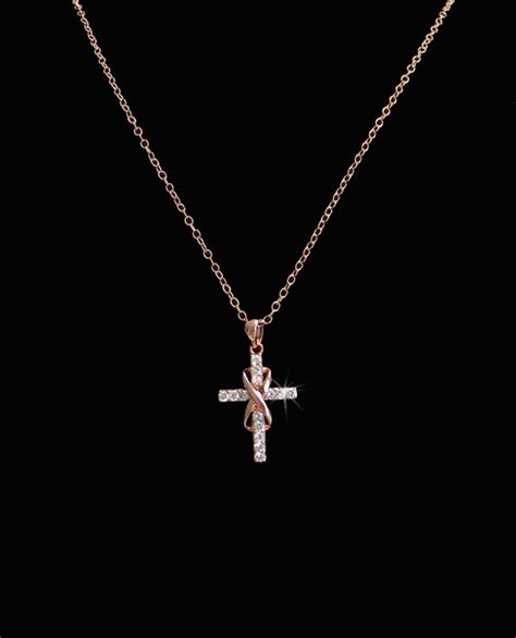 Infinity Cross Necklace Rose Gold Bridal Jewelry Wedding Jewelry