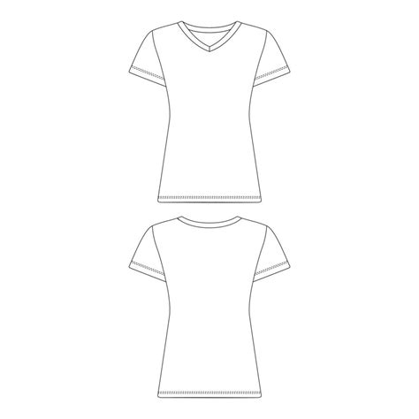 Template V Neck T Shirt Women Vector Illustration Flat Sketch Design