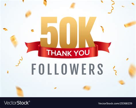 Thank You 50000 Followers Design Template Social Vector Image