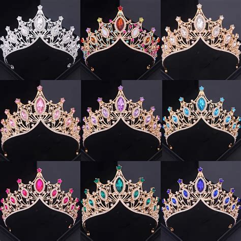 Tiara De Corona De Cristal Barroca Para Mujer Vintage Diamantes De