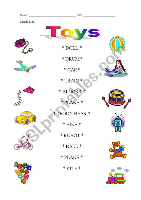 Toys Matching Esl Worksheet By Isabel Oliveira