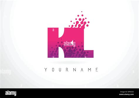 Kl K L Letter Logo With Pink Letters And Purple Color Particles Dots Design Stock Vector Image