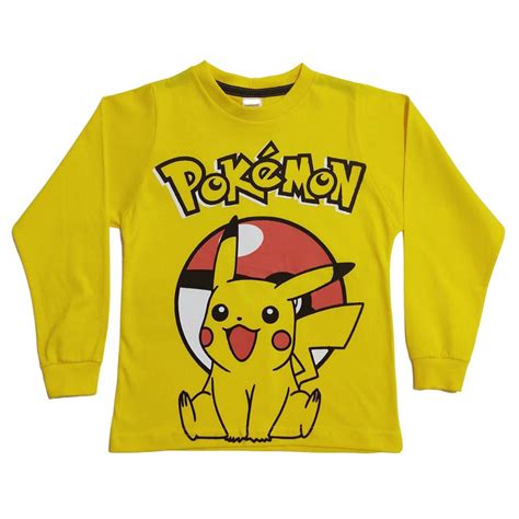 Camiseta Camisa Manga Longa Infantil Pikachu Pokemon Algodão Shopee