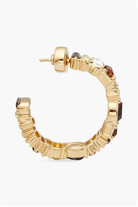 Oscar De La Renta Gold Tone Crystal Hoop Earrings The Outnet