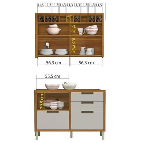 Cozinha Modulada Pe As Ripado Nesher Imperatriz Mdf Freijo Off