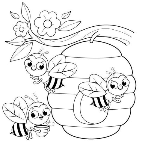 Abeja De Dibujos Animados Divertido Para Colorear Imprimir E Dibujar