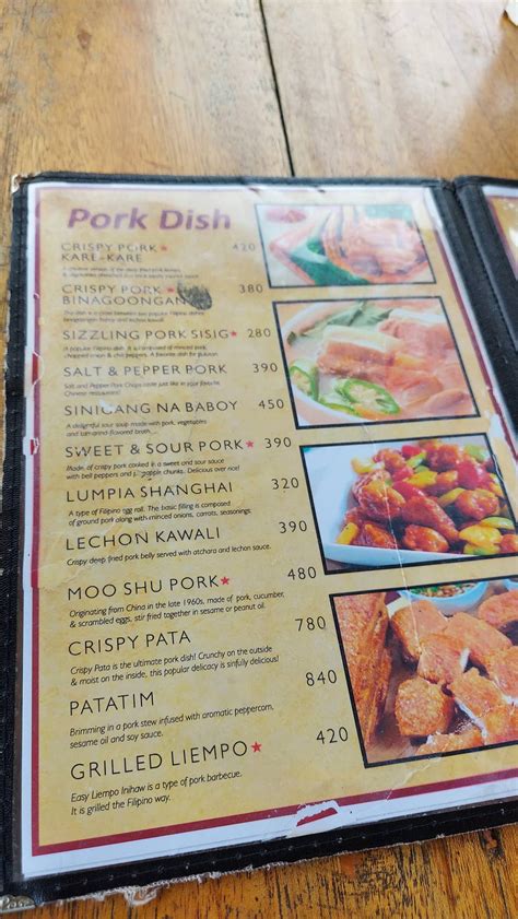 menu  cielo alto place restaurant tanay