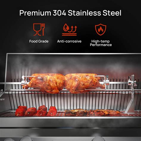 TURBRO Stainless Steel Rotisserie Kit for Most Gas Grills - Includes 4W ...