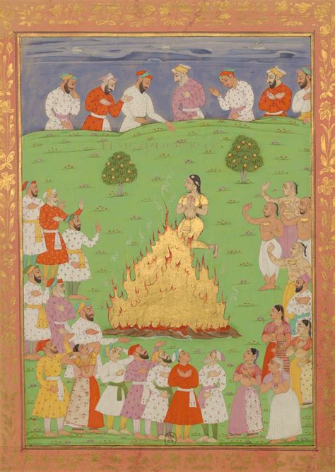 A Sati Widow Burning Mughal Empire Miniature Painting From Storia