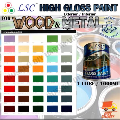 LSC High Gloss Paint 1L 1000ML For WOOD METAL Heavy Duty Interior