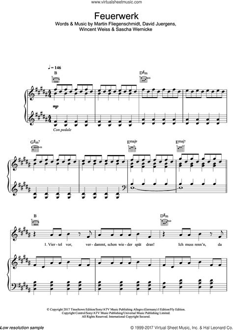 Feuerwerk Sheet Music For Voice Piano Or Guitar Pdf