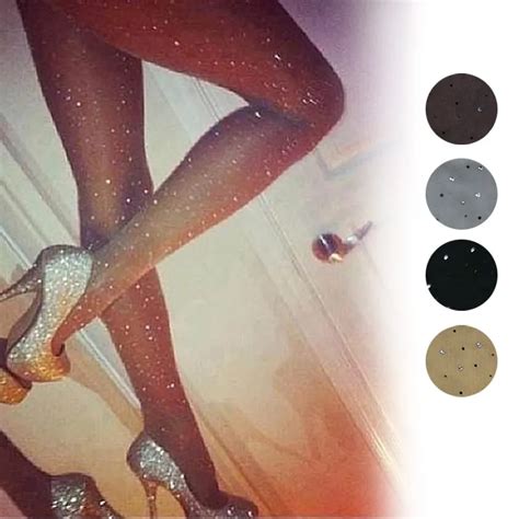 Sexy Women Basic Stretch Ultra Thin Bling Pantyhose Crystal Rhinestone