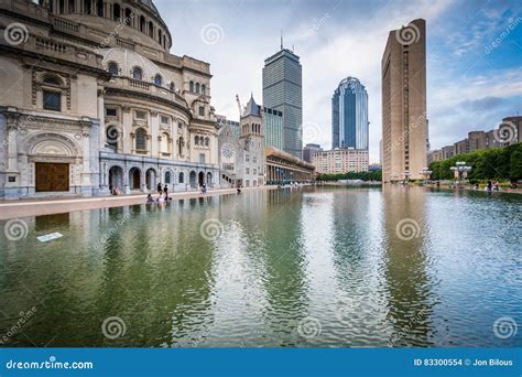 The Christian Science Plaza Reflecting Pool And Buildings In Back Bay