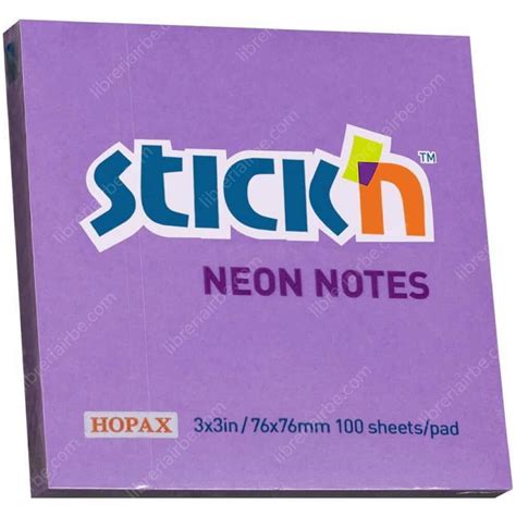 Bloc 100 Notas Adhesivas Stickn Neón 76 X 76 Mm Púrpura Librería