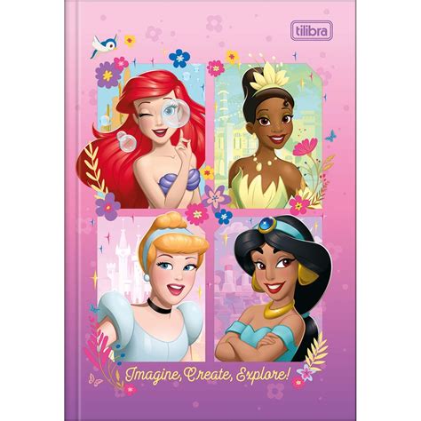 Caderno Brochura Capa Dura Princesas Folhas Princesas