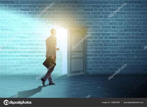 Businessman Walking Towards Open Door Stock Photo By Elnur