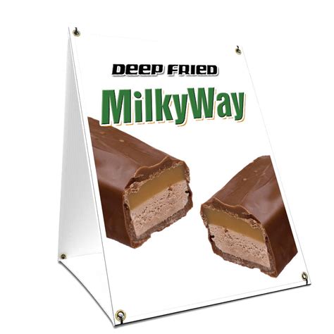 A Frame Sidewalk Deep Fried Milky Way Sign With Graphics On Each Side